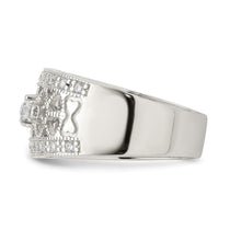 Sterling Silver Rhodium-plated Polished CZ Vintage Ring