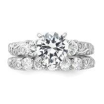 Sterling Silver Rhodium-plated 2-piece CZ Wedding Ring