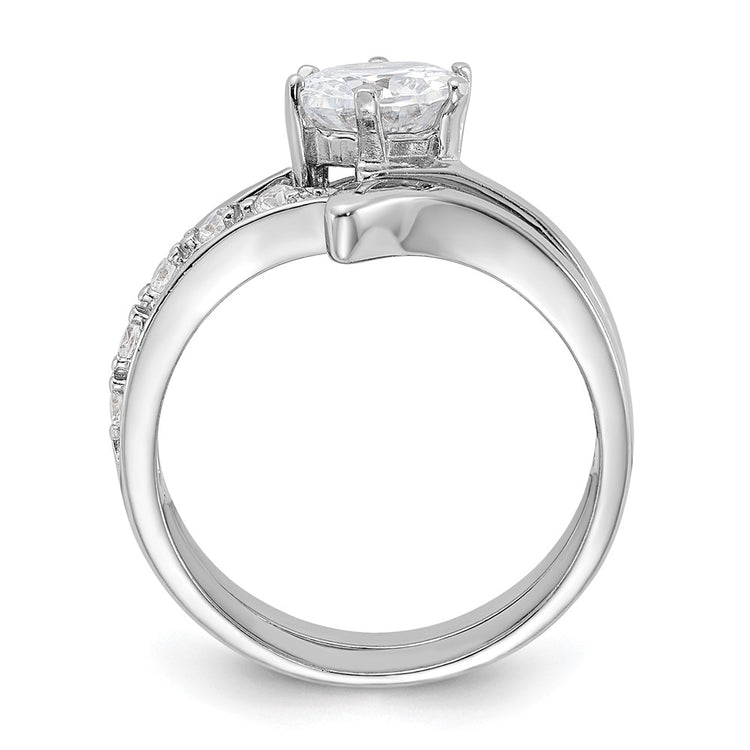 Sterling Silver Rhodium-plated 2-piece CZ Wedding Ring Set
