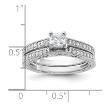 Sterling Silver Rhodium-plated 2-Piece CZ Wedding Set Ring