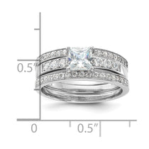 Sterling Silver Rhodium-plated CZ 3 Piece Wedding Set Ring