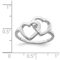 Sterling Silver Rhodium-plated Diamond accent Intertwined Heart Ring