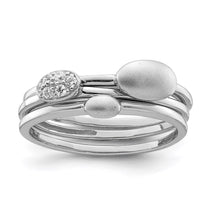 Sterling Silver Rhodium-plated Polished CZ 3 Ring Set
