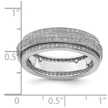 Sterling Silver Polished Rhodium-plated CZ Pav Eternity Motion Ring