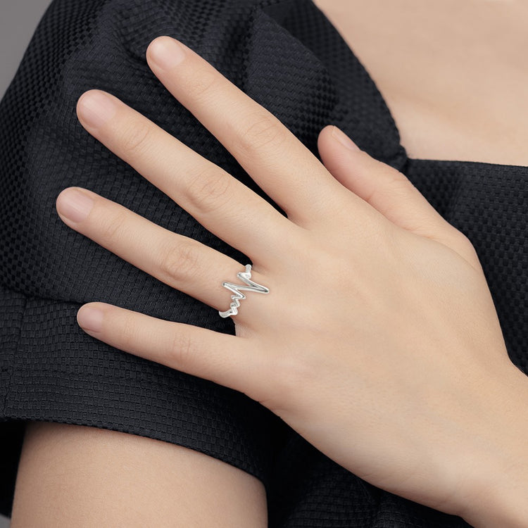 Sterling Silver Polished Fancy Heartbeat Ring