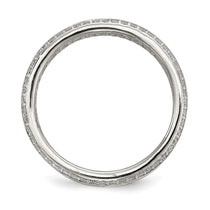 Sterling Silver Rhodium-plated Baguette & Round CZ Eternity Ring