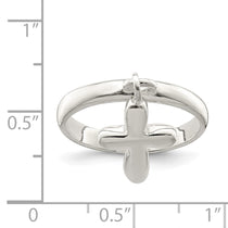Sterling Silver Solid Cross Dangle Ring
