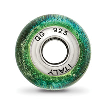 Sterling Silver Reflections Green/Blue Italian Murano Bead
