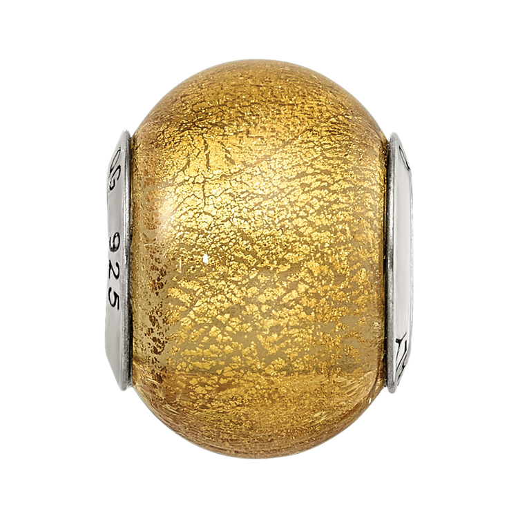 Sterling Silver Reflections Champange Yellow Italian Murano Bead