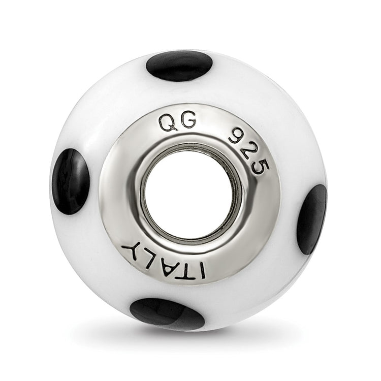 Sterling Silver Reflections White/Black Italian Murano Bead