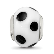 Sterling Silver Reflections White/Black Italian Murano Bead