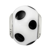 Sterling Silver Reflections White/Black Italian Murano Bead