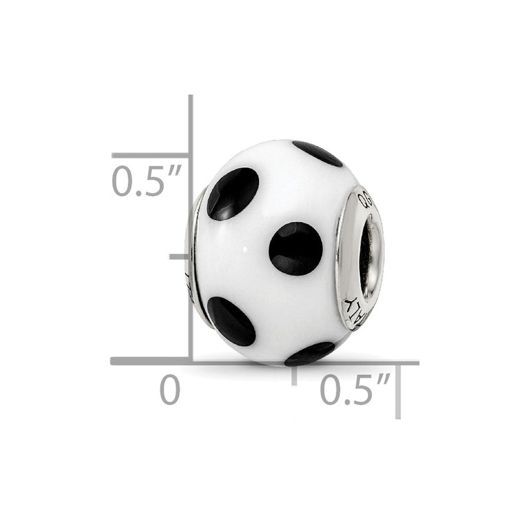 Sterling Silver Reflections White/Black Italian Murano Bead