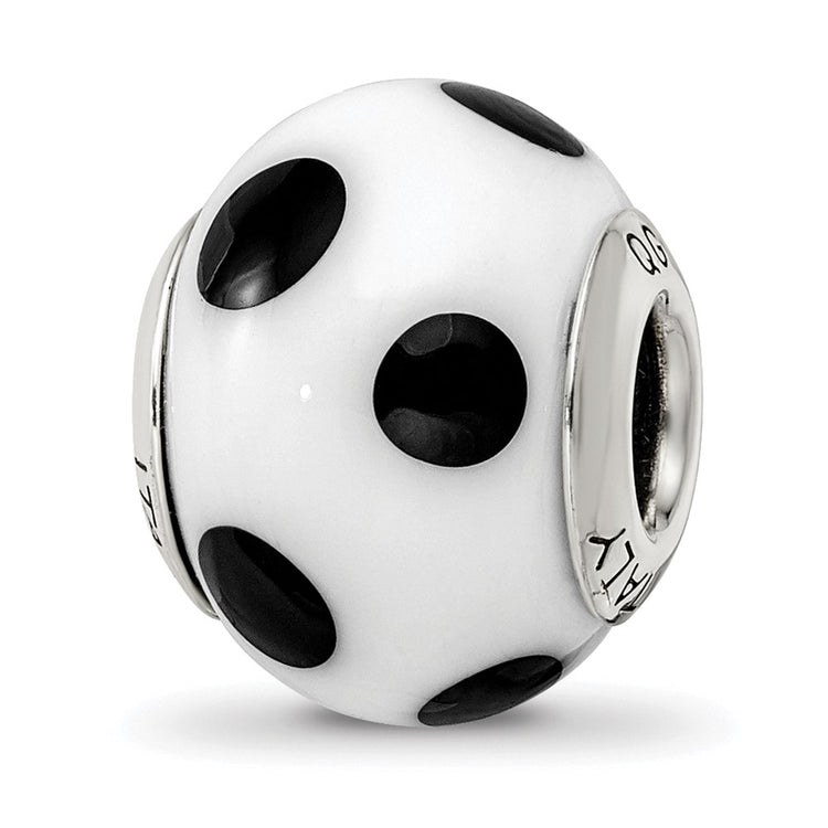 Sterling Silver Reflections White/Black Italian Murano Bead