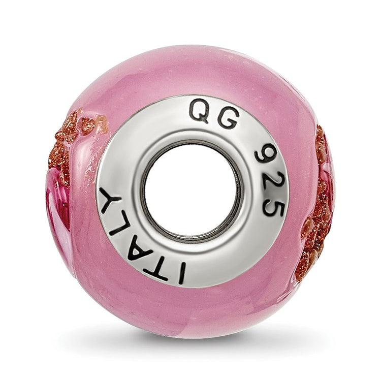 Sterling Silver Reflections Pink/Red/Brown Italian Murano Bead