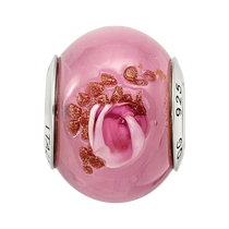 Sterling Silver Reflections Pink/Red/Brown Italian Murano Bead