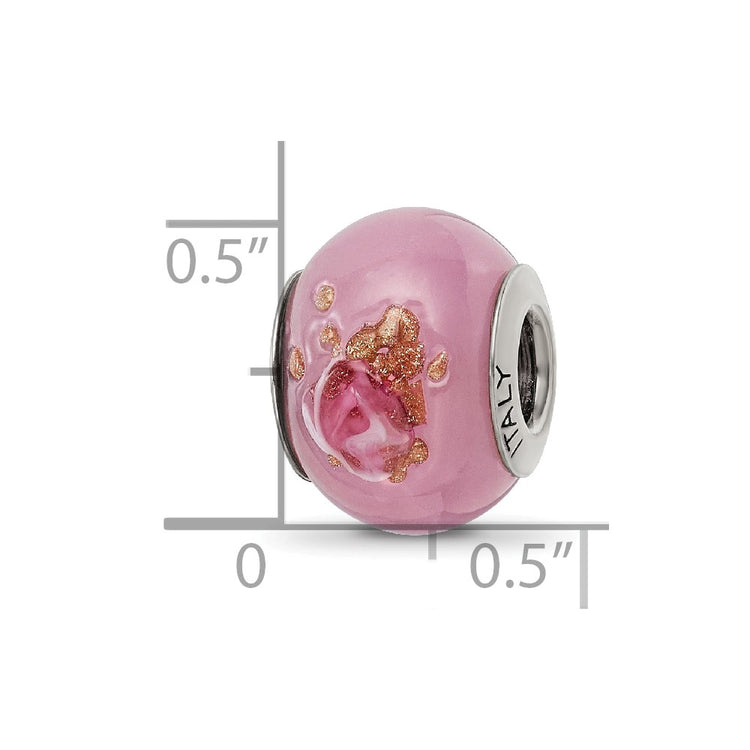 Sterling Silver Reflections Pink/Red/Brown Italian Murano Bead