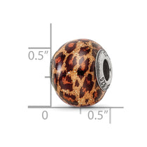 Sterling Silver Reflections Brown Jaguar Glitter Overlay Glass Bead