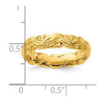 Sterling Silver Stackable Expressions Gold-plated Carved Band