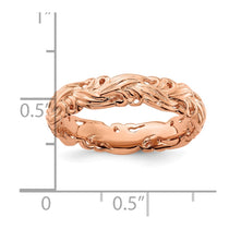 Sterling Silver Stackable Expressions Pink-plated Carved Band