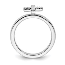 Sterling Silver Stackable Expressions Cross Diamond Ring