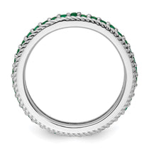 Sterling Silver Stackable Expressions Polished Cr. Emerald Eternity Ring