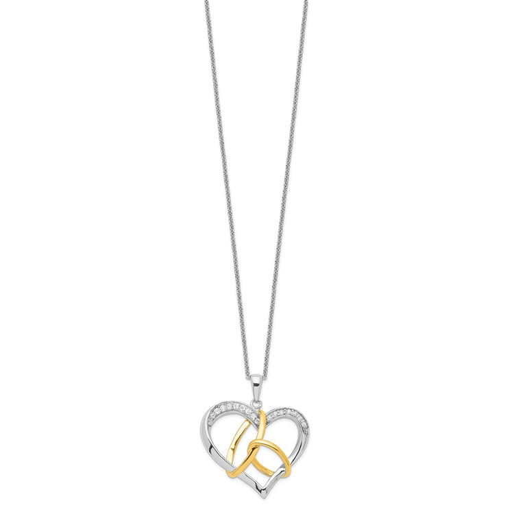 Sentimental Expressions Sterling Silver Gold-plated CZ To Have And To Hold 18in Necklace