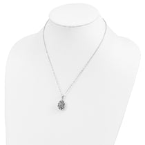 Sentimental Expressions Sterling Silver Rhodium-plated CZ Antiqued Flower Ash Holder 18 Inch Necklace