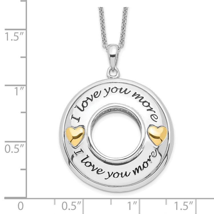 Sentimental Expressions Sterling Silver Gold-plated Antiqued CZ I Love You More 18in. Necklace