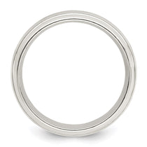Sterling Silver 6mm Polished Domed with Grooved Beveled Edge Fancy Band Size 8