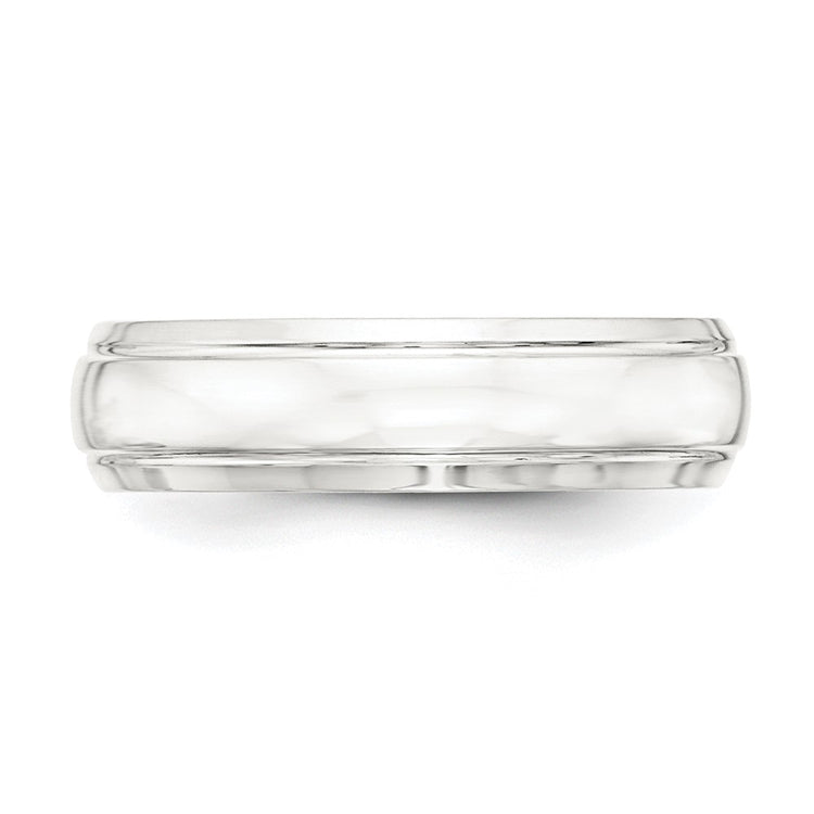 Sterling Silver 6mm Polished Domed with Grooved Beveled Edge Fancy Band Size 8