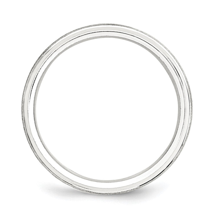 Sterling Silver 6mm Brushed Domed with Grooved Beveled Edge Fancy Band Size 11