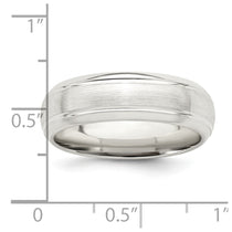Sterling Silver 6mm Brushed Domed with Grooved Beveled Edge Fancy Band Size 11