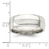 Sterling Silver 7mm Polished Domed Grooved Fancy Band