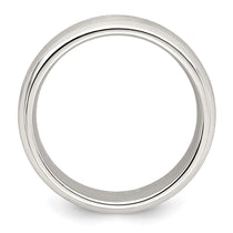 Sterling Silver 7mm Brushed Domed Grooved Fancy Band