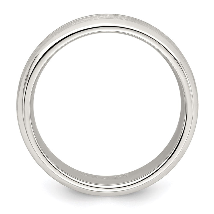 Sterling Silver 7mm Brushed Domed Grooved Fancy Band