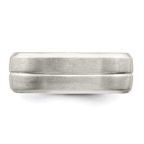 Sterling Silver 7mm Brushed Domed Grooved Fancy Band