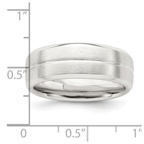 Sterling Silver 7mm Brushed Domed Grooved Fancy Band