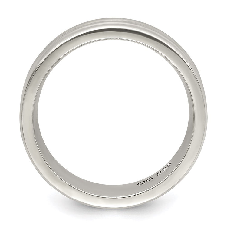 Sterling Silver 6mm Polished Flat Grooved Fancy Band Size 7.5