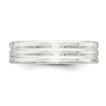 Sterling Silver 6mm Polished Flat Grooved Fancy Band Size 7.5