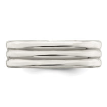 Sterling Silver 6mm Polished Flat Grooved Fancy Band Size 7.5