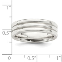 Sterling Silver 6mm Polished Flat Grooved Fancy Band Size 7.5