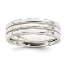 Sterling Silver 6mm Polished Flat Grooved Fancy Band Size 7.5