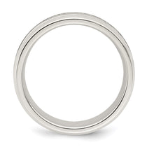 Sterling Silver 6mm Polished Flat Grooved Beveled Edge Fancy Band