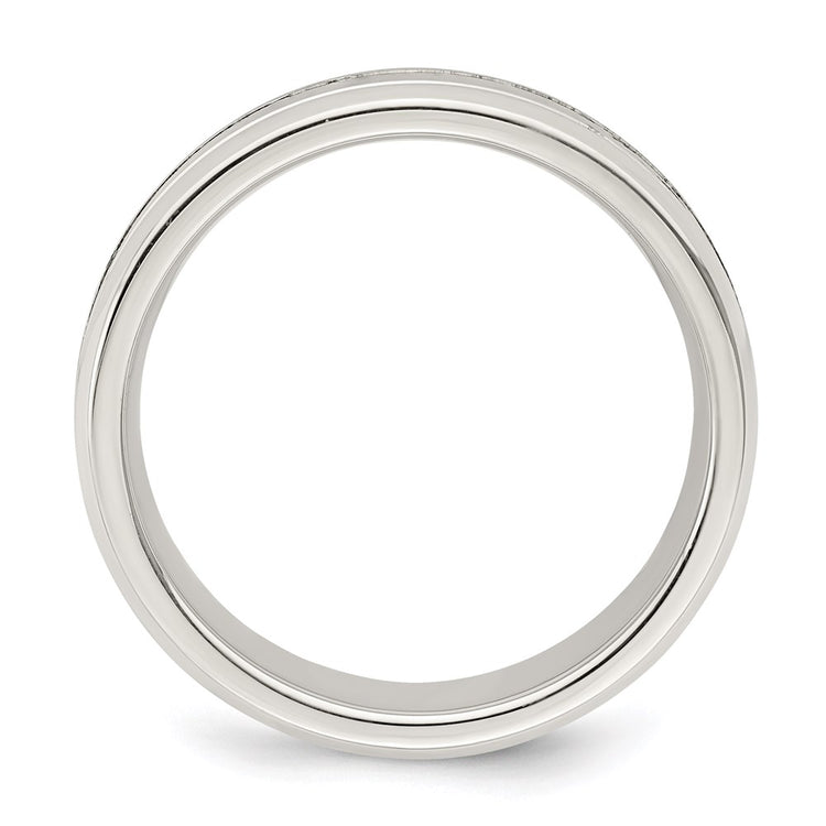 Sterling Silver 6mm Polished Flat Grooved Beveled Edge Fancy Band
