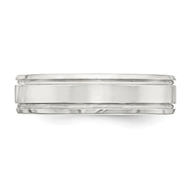 Sterling Silver 6mm Polished Flat Grooved Beveled Edge Fancy Band