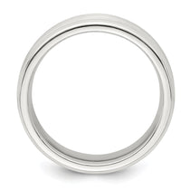 Sterling Silver 6mm Brushed Flat Grooved Beveled Edge Fancy Band