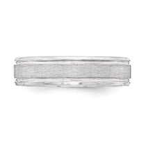Sterling Silver 6mm Brushed Flat Grooved Beveled Edge Fancy Band