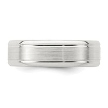 Sterling Silver 6mm Brushed Flat Grooved Beveled Edge Fancy Band