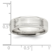 Sterling Silver 6mm Brushed Flat Grooved Beveled Edge Fancy Band